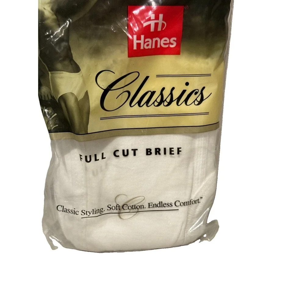 Vintage Classics Hanes White Cotton Briefs XL 40 New Original‎ Package 3 pairs